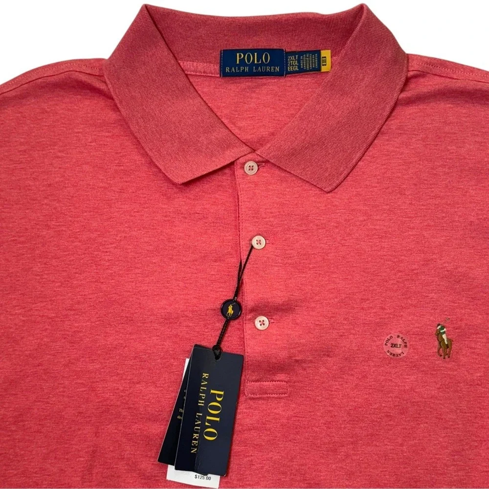 Polo Ralph Lauren Polo Shirt Mens 2XLT Heather Pink Soft Cotton Classic Fit Golf